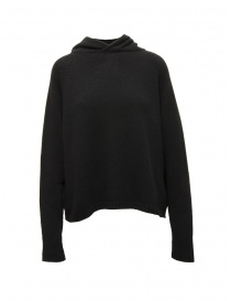 Women s knitwear online: Ma'ry'ya black wool hooded sweater