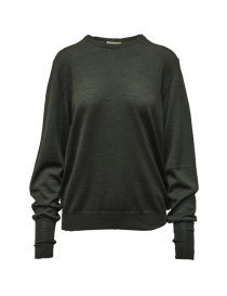 Women s knitwear online: Ma'ry'ya thin sweater in military green merino wool