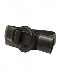 Post&Co. black leather belt without holes with round buckle