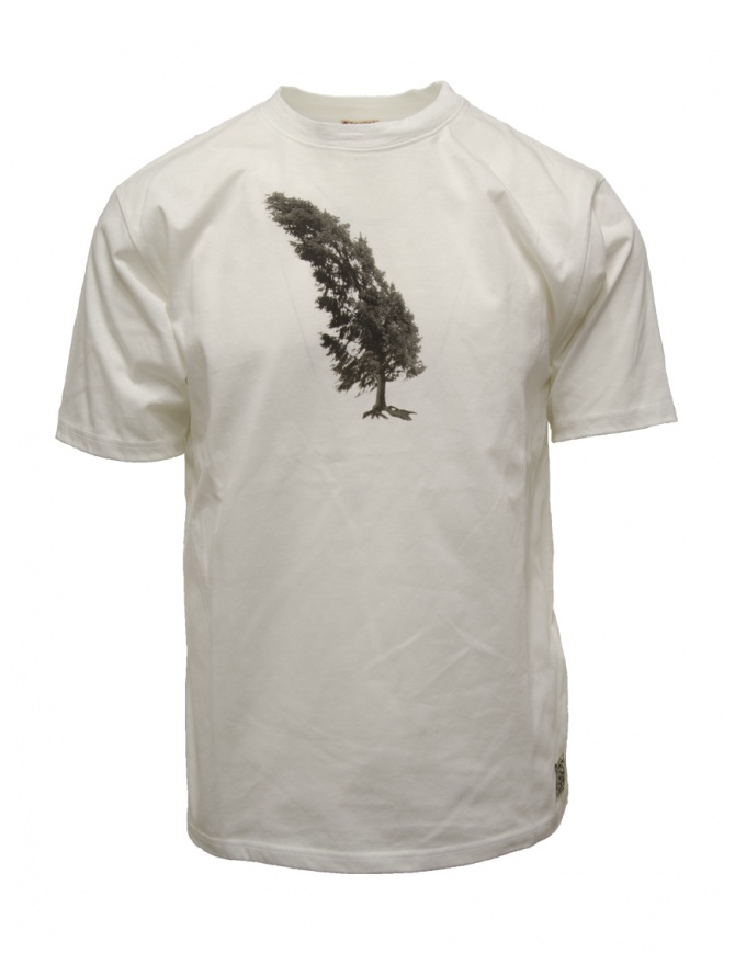 Kapital Conifer & G.G.G. t-shirt with tree and transparent insert K2304SC158 WHITE mens t shirts online shopping