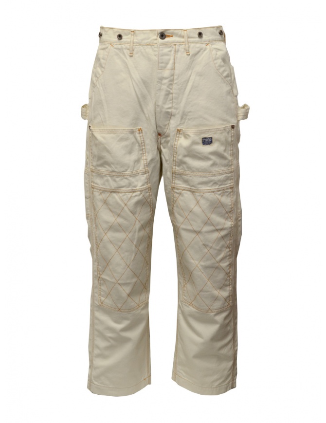 Kapital Lumber pantaloni multitasche in canvas bianco EK-1420 NAT pantaloni uomo online shopping