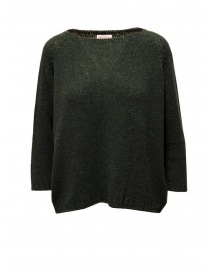 Women s knitwear online: Ma'ry'ya moss green cotton squared sweater