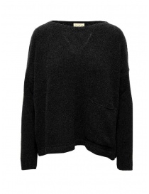Women s knitwear online: Ma'ry'ya boxy sweater in black cotton with pocket
