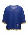 M.&Kyoko maglia maniche corte blu leggera a fiori rosashop online maglieria donna