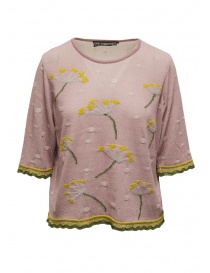 Maglieria donna online: M.&Kyoko maglietta rosa antico con fiori gialli