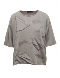 Fuga Fuga grey knit T-shirt with floating clouds BDH07028WA LIGHTGRAY order online