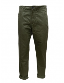 Pantaloni uomo online: Monobi pantalone chino in bio gabardina verde militare