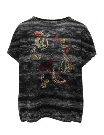 M.&Kyoko melange black T-shirt with embroidered fruit BDH01020WA BLACK order online