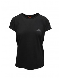 Womens t shirts online: Parajumpers Myra black rolled sleeve T-shirt