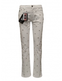 Victory Gate studded flare jeans in white VG1SWBOYSTSTUD.WT order online