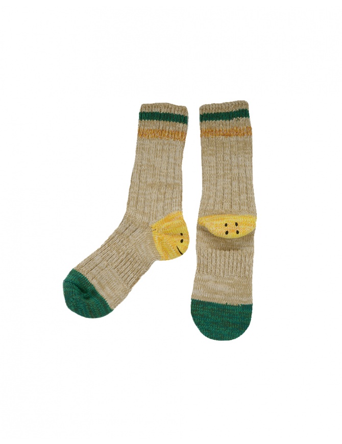 Kapital Happy Heel beige socks with smiley heels EK-1447 BEIGE socks online shopping