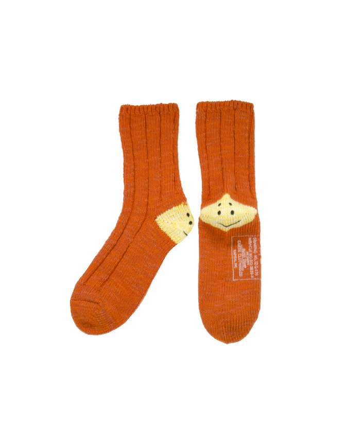 Kapital orange socks with smiley heels EK-1378 ORANGE socks online shopping
