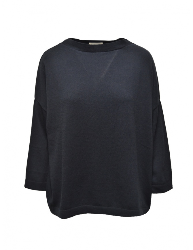 Ma'ry'ya boxy sweater in navy blue cotton YMK44 F9NAVY women s knitwear online shopping