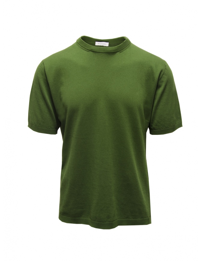 Monobi kiwi green organic cotton knit T-shirt 15391517 VERDE 27523 mens t shirts online shopping