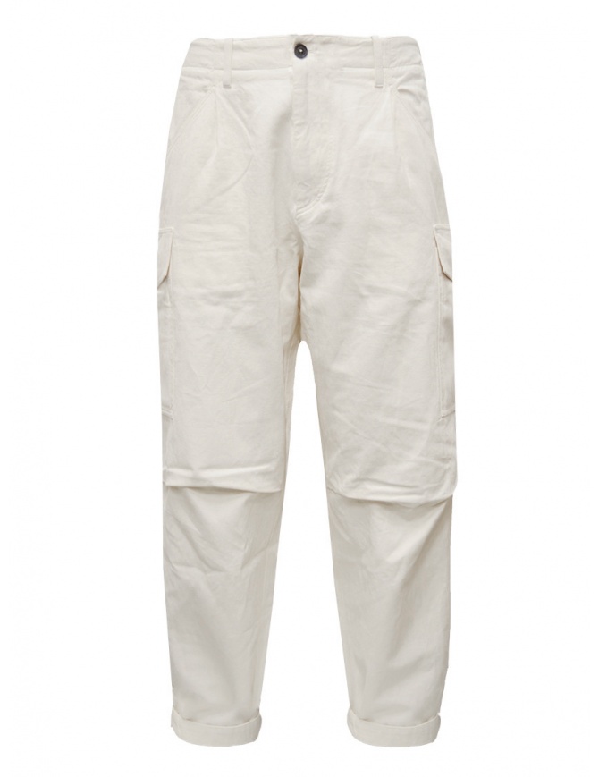 Monobi Herringbone cream white cargo pants 15278147 NATURALE 4000 mens trousers online shopping