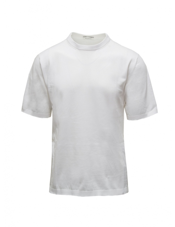Monobi white T-shirt in organic cotton knit 15391517 BIANCO 5098 mens t shirts online shopping