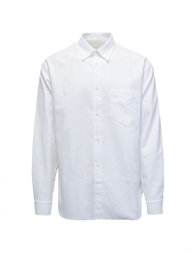Cellar Door Mark white honeycomb long sleeve shirt MARK BIANCO SC737 01 mens shirts online shopping