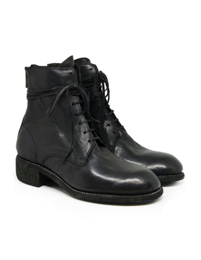 Guidi 795BZX stivaletto nero con zip posteriore e lacci 795BZX HORSE FULL GRAIN calzature uomo online shopping