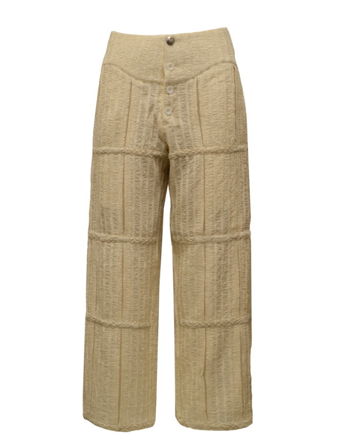 Commun's natural white ribbed pants P125A WHITE womens trousers online shopping