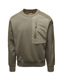 Men s knitwear online: Parajumpers Crew sage green sweatshirt with front pocket