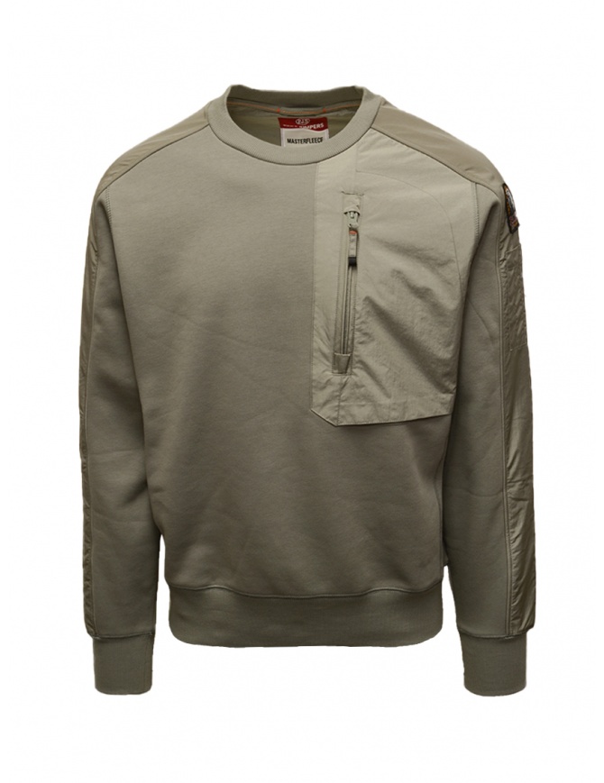 Parajumpers Crew sage green sweatshirt with front pocket PMFLXM01 CREW NOWHERE 0225 men s knitwear online shopping