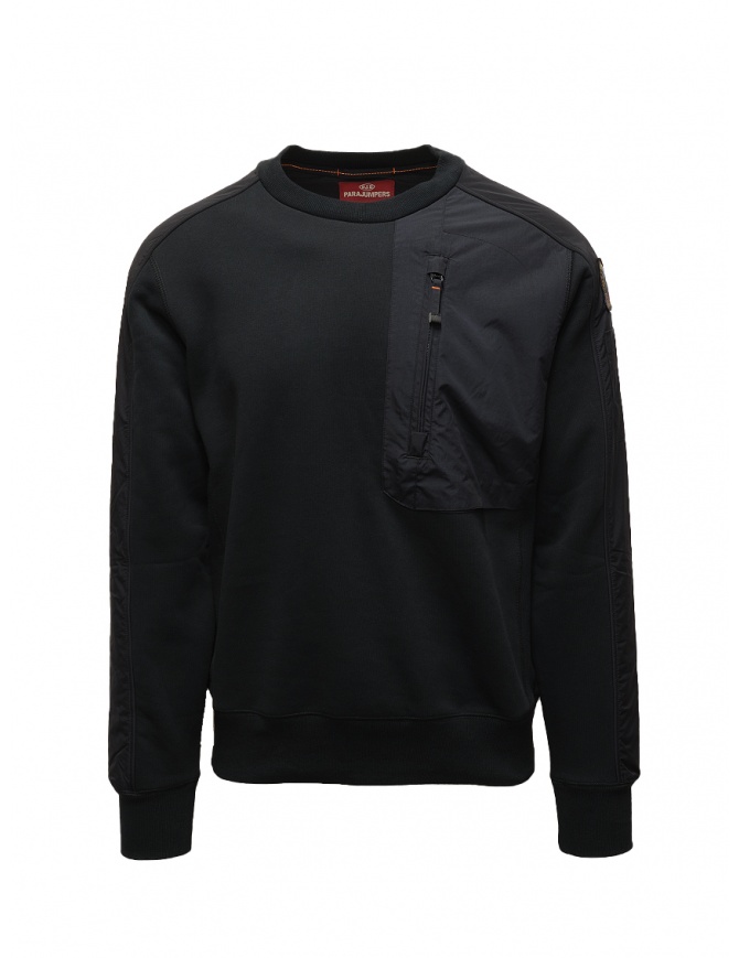 Parajumpers Crew black sweatshirt with front pocket PMFLXM01 CREW BLACK 0541 men s knitwear online shopping