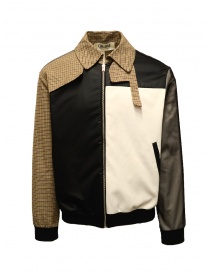 Qbism beige-black-white patchwork bomber jacket online