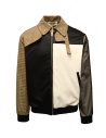 Qbism beige-black-white patchwork bomber jacket buy online AFW BEIGE/BLK/WHT