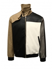 Qbism beige-black-white patchwork bomber jacket buy online price