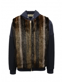 Qbism blue sweatshirt with mink faux fur online