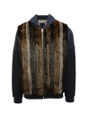 Qbism blue sweatshirt with mink faux fur buy online CFW NAVY/BLK/BWN/GREY