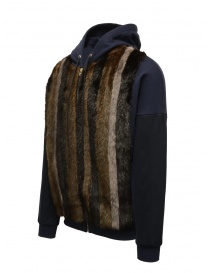 Qbism blue sweatshirt with mink faux fur buy online