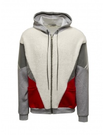 Qbism grey-white-red hoodie with zip EFW GREY/WHT/RED order online