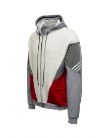 Qbism grey-white-red hoodie with zip