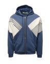 Qbism patchwork hooded sweatshirt with zip in blue-silver-white buy online FFW BLUE/SILVER/WHT