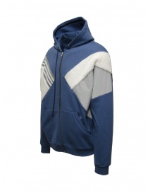 Qbism patchwork hooded sweatshirt with zip in blue-silver-white price