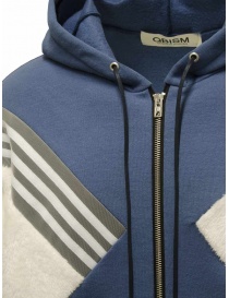 Qbism felpa patchwork con zip e cappuccio blu-silver-bianca