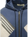 Qbism felpa patchwork con zip e cappuccio blu-silver-biancashop online maglieria uomo