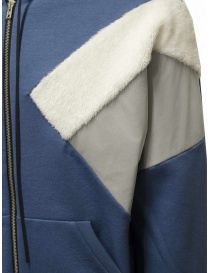 Qbism patchwork hooded sweatshirt with zip in blue-silver-white men s knitwear price