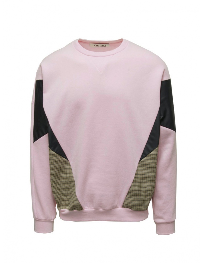 Qbism pink sweatshirt with patchwork inserts JFW PINK/BEIGE/BLK men s knitwear online shopping