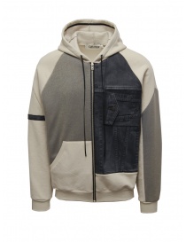 Qbism beige-denim black-green patchwork sweatshirt