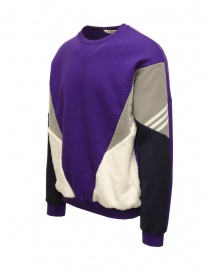 Qbism purple-white-grey color block patchwork sweatshirt