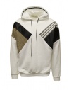 Qbism felpa bianca con cappuccio e inserti geometrici acquista online HFW WHT/BEIGE/BLK