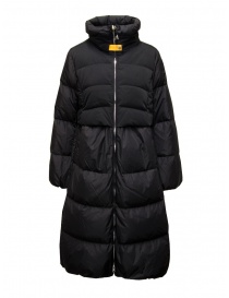 Womens coats online: Parajumpers Eyma long black double fabric down jacket