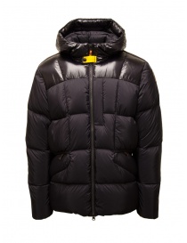 Mens jackets online: Parajumpers Sento short matt black hooded down jacket