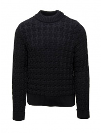 Men s knitwear online: S.N.S. Herning Starck navy blue waffle stitch sweater