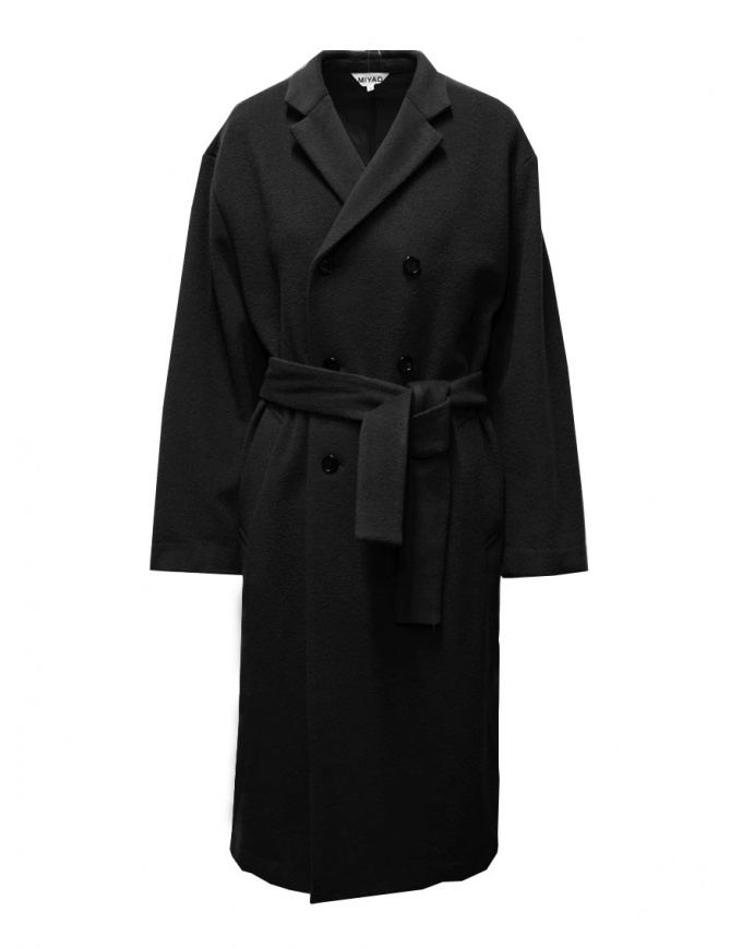 Miyao double-breasted coat in black wool MBUN-02 BLACK womens coats online shopping