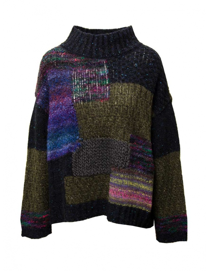 Fuga Fuga dark blue patchwork sweater BDA07430WA DARKBLUE 53 women s knitwear online shopping