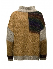 Fuga Fuga beige ocher grey patchwork sweater buy online