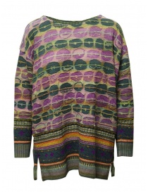 M.&Kyoko green pink patterned wool sweater